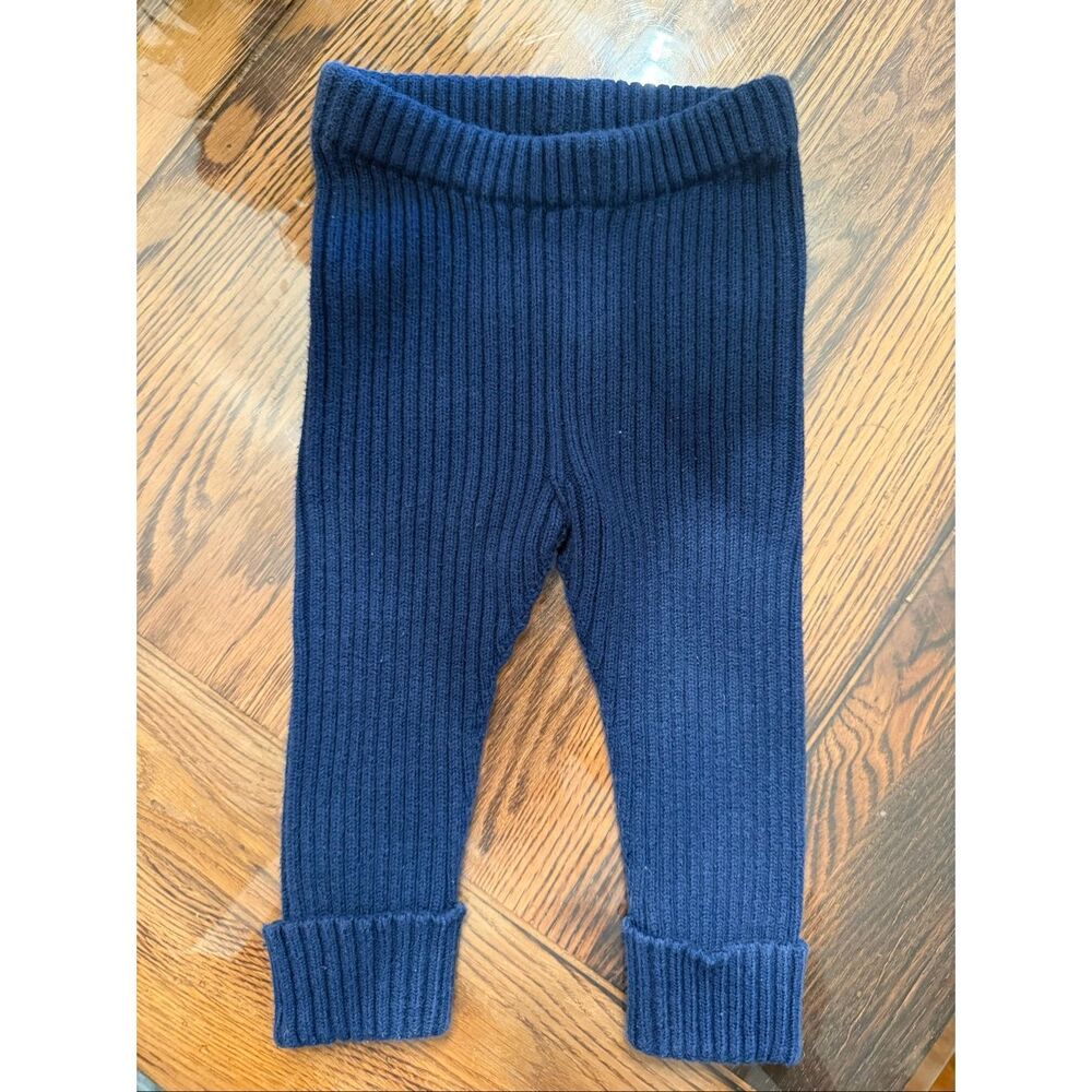 Hanna Andersson Navy Blue Pull-On Ribbed Knit Sweater Pants Size 6-12 Months